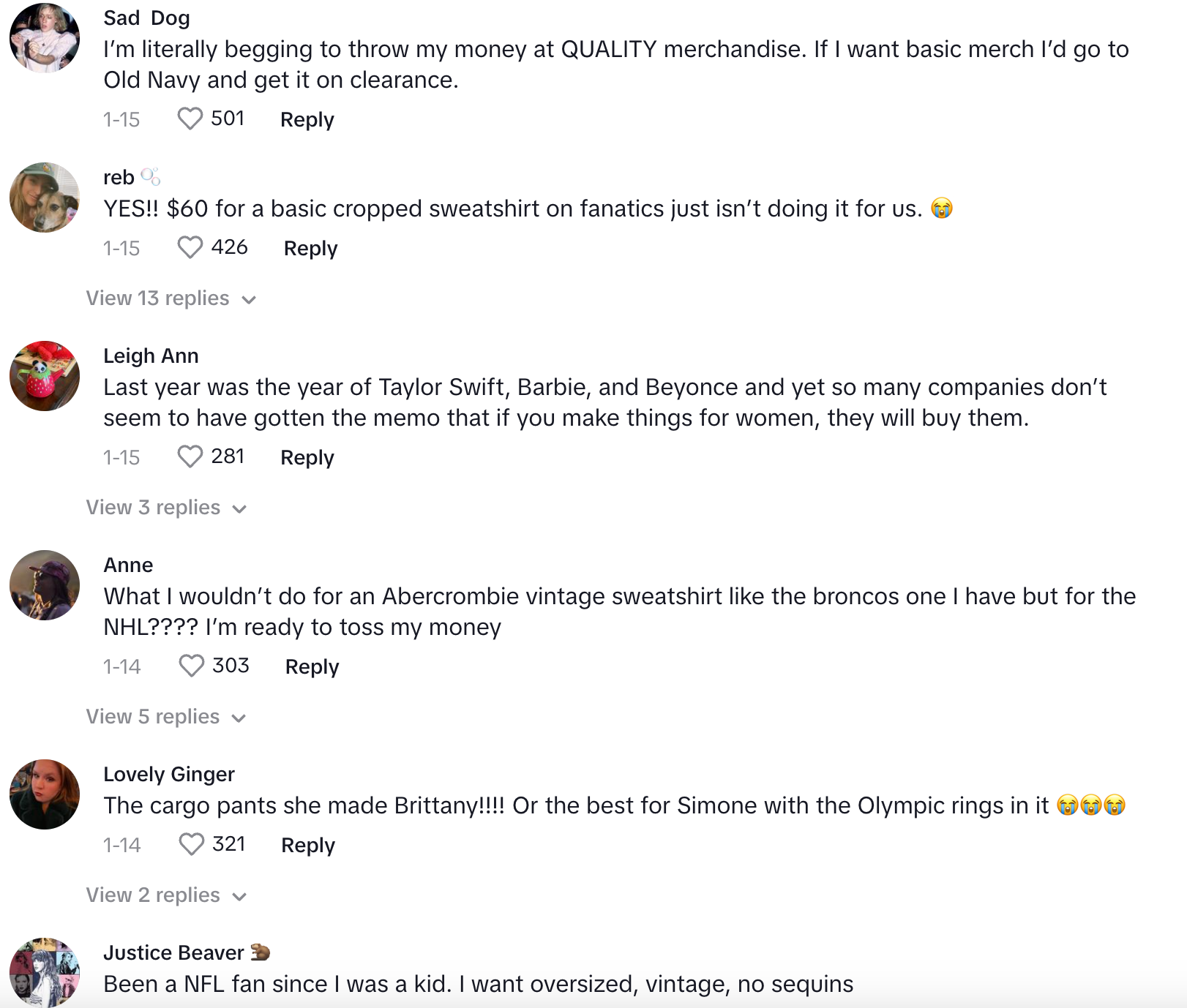 Comments on TikTok