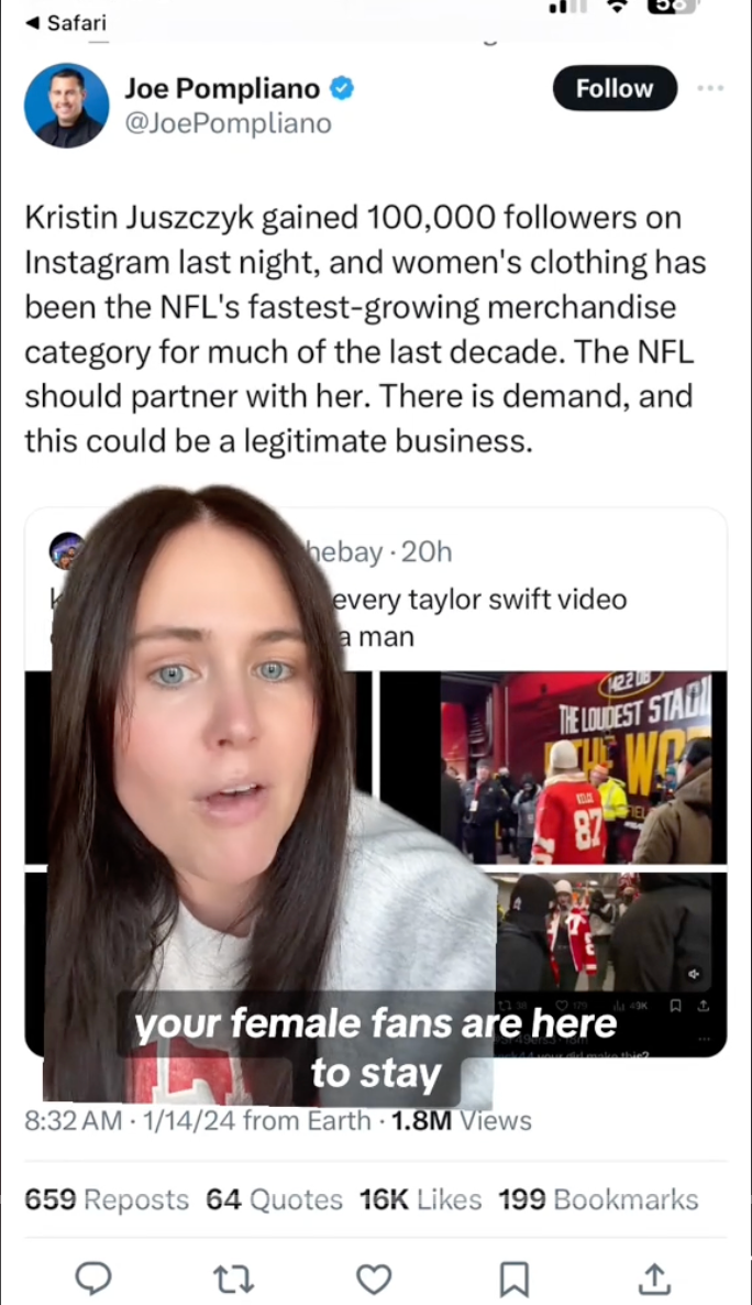 Screenshot of woman talking on TikTok